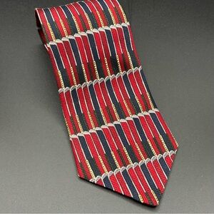 Crooks & Creed London Silk Tie – Red & Navy Golf Club Pattern, Handmade, EUC